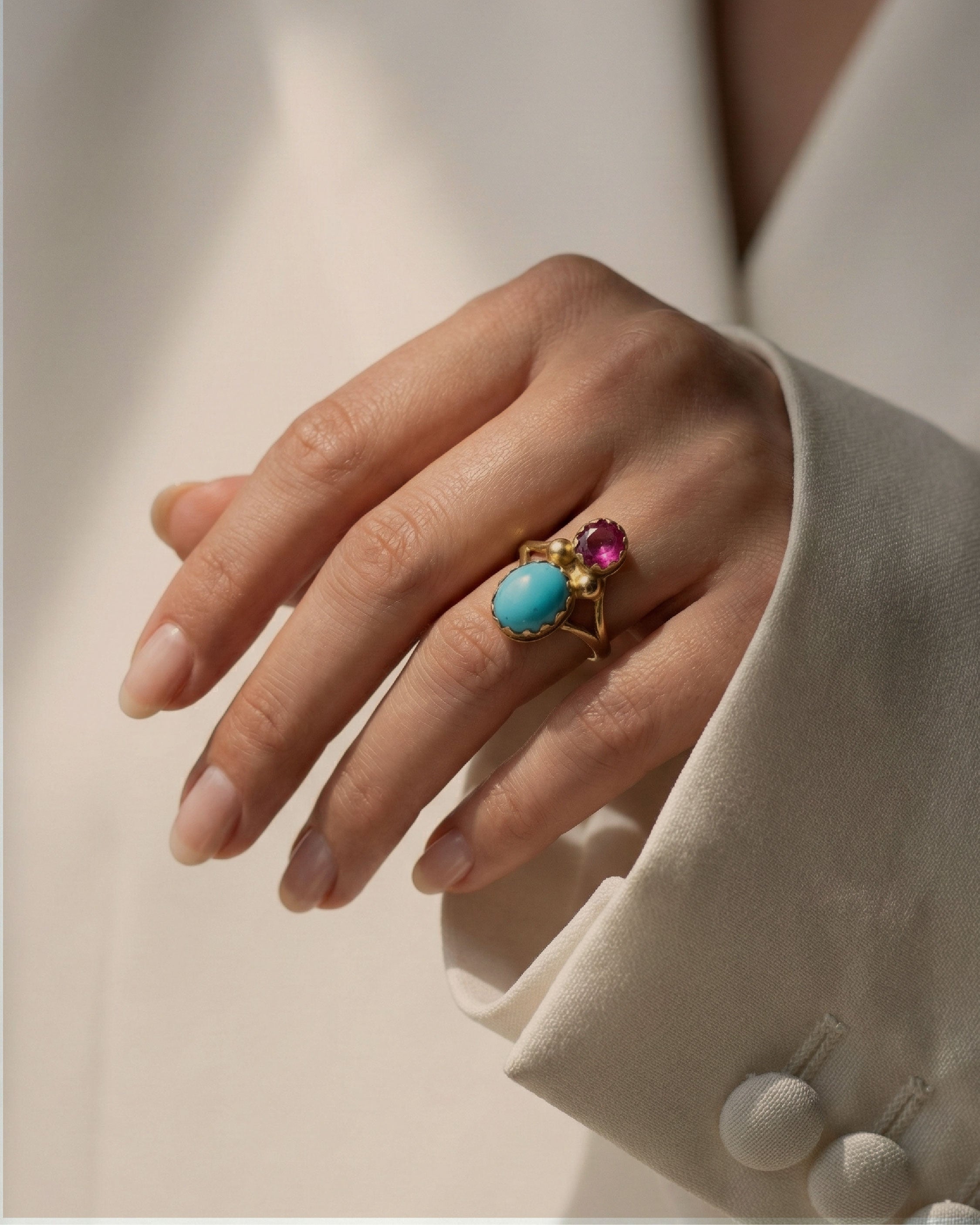 i - Mother - 21k Gold, Ruby and Turquoise Ring