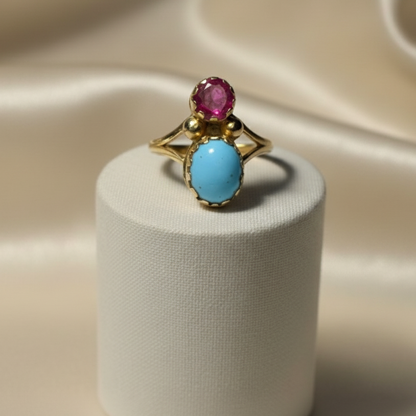 i - Mother - 21k Gold, Ruby and Turquoise Ring